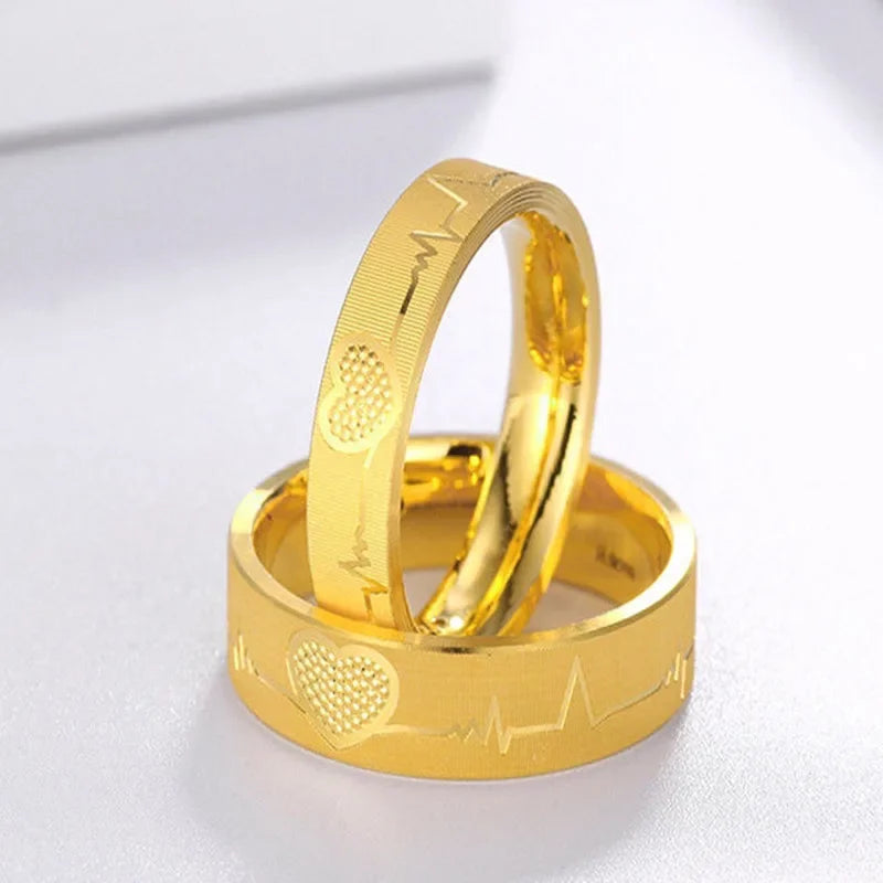 Gold Heart Couple Ring