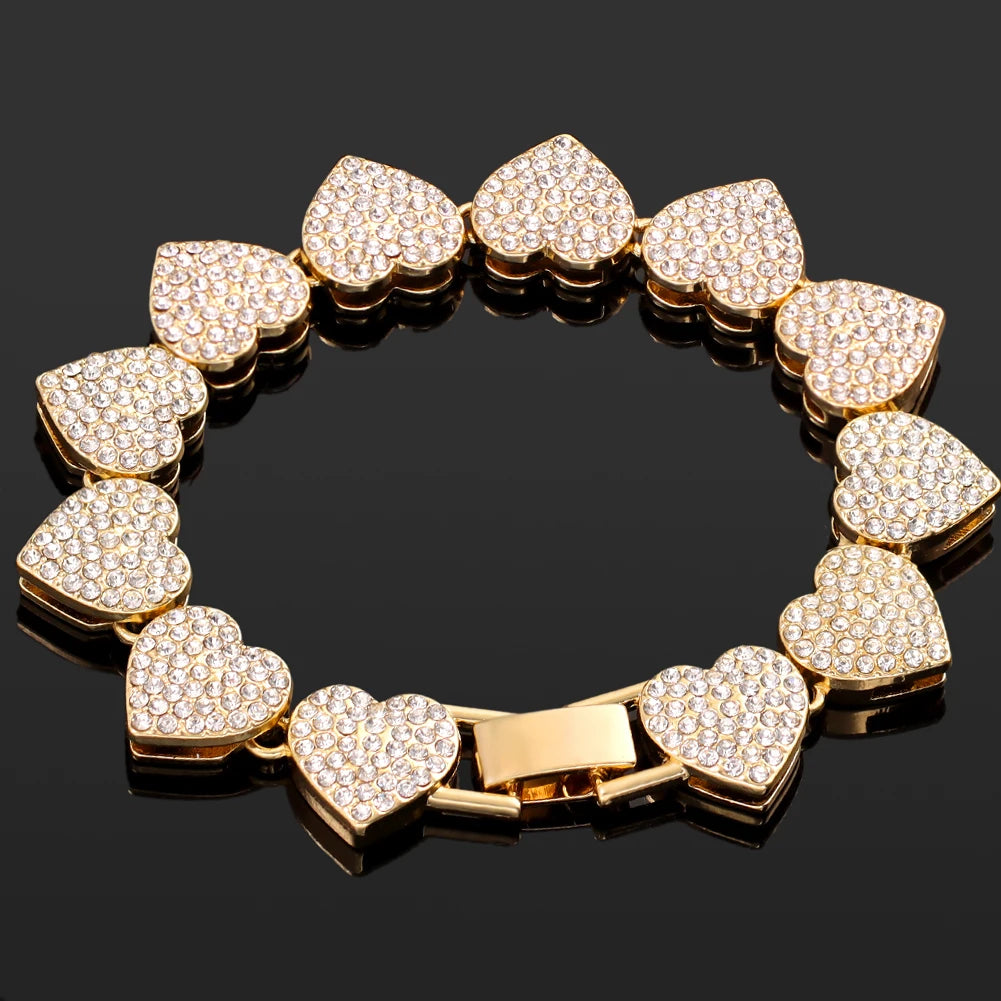 Crystal Gold Heart Bracelet