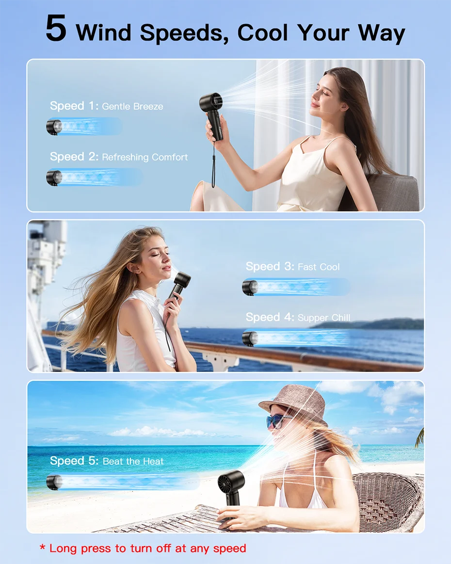 Portable Handheld Fan with LED Display