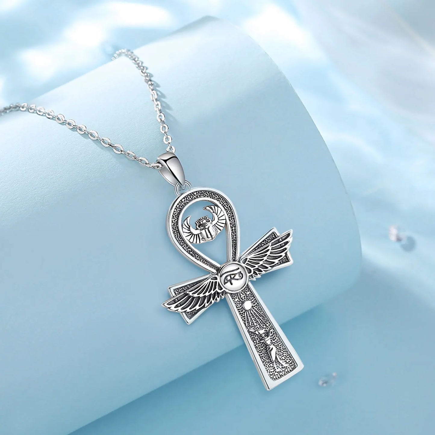 Silver Ankh Cross Necklace