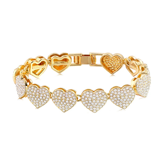 Crystal Gold Heart Bracelet