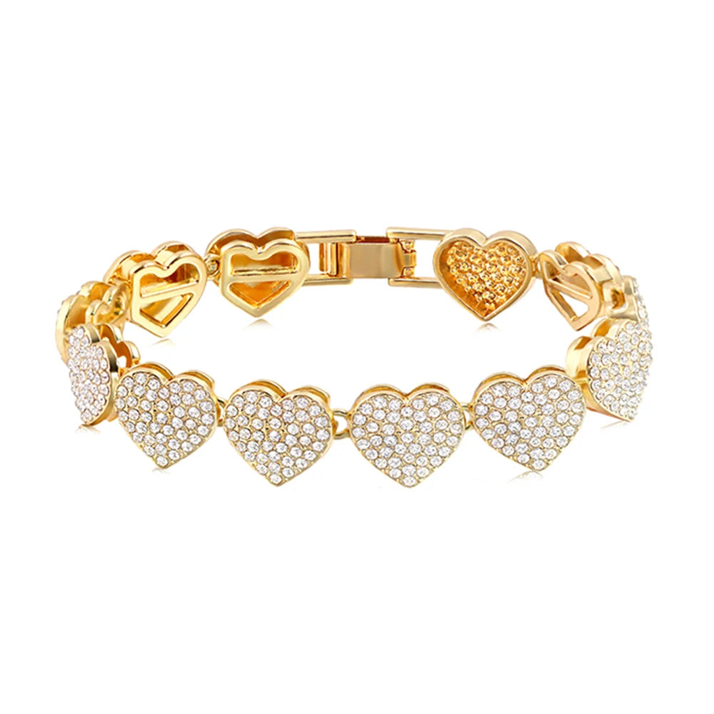 Crystal Gold Heart Bracelet