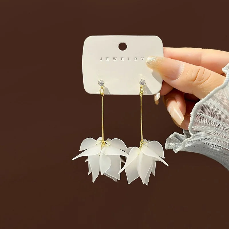 White Heart Earrings