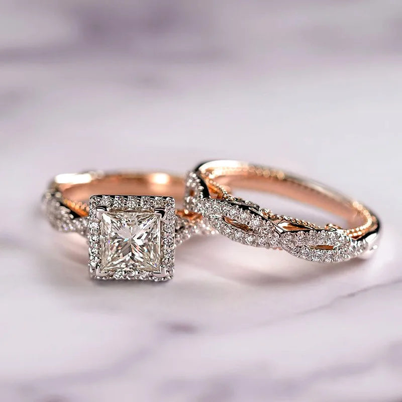 18K Rose Gold Princess Diamond Ring