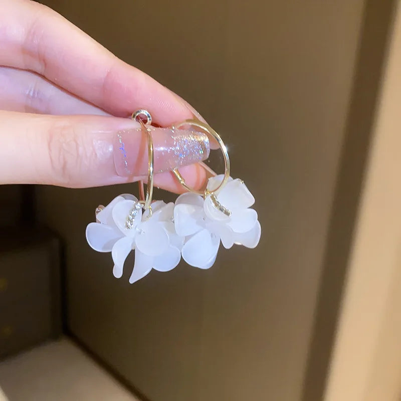 White Heart Earrings