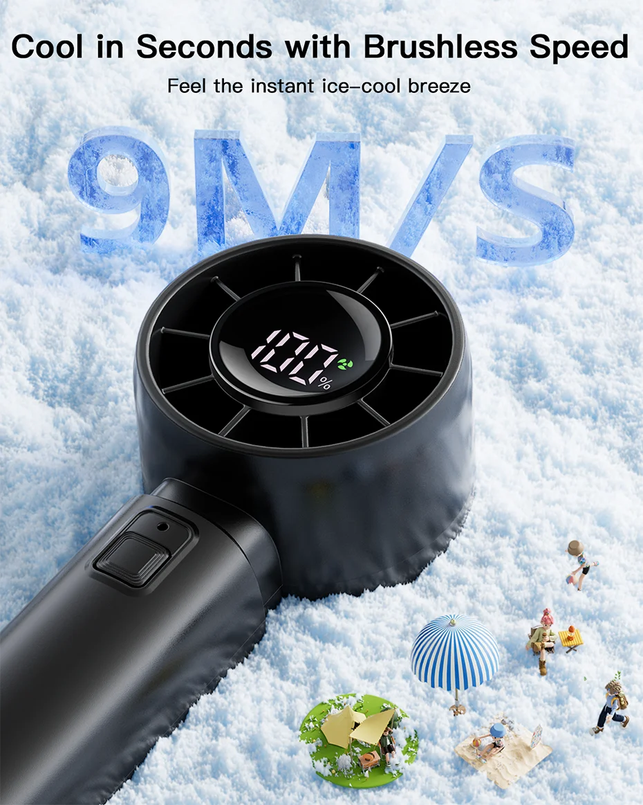 Portable Handheld Fan with LED Display