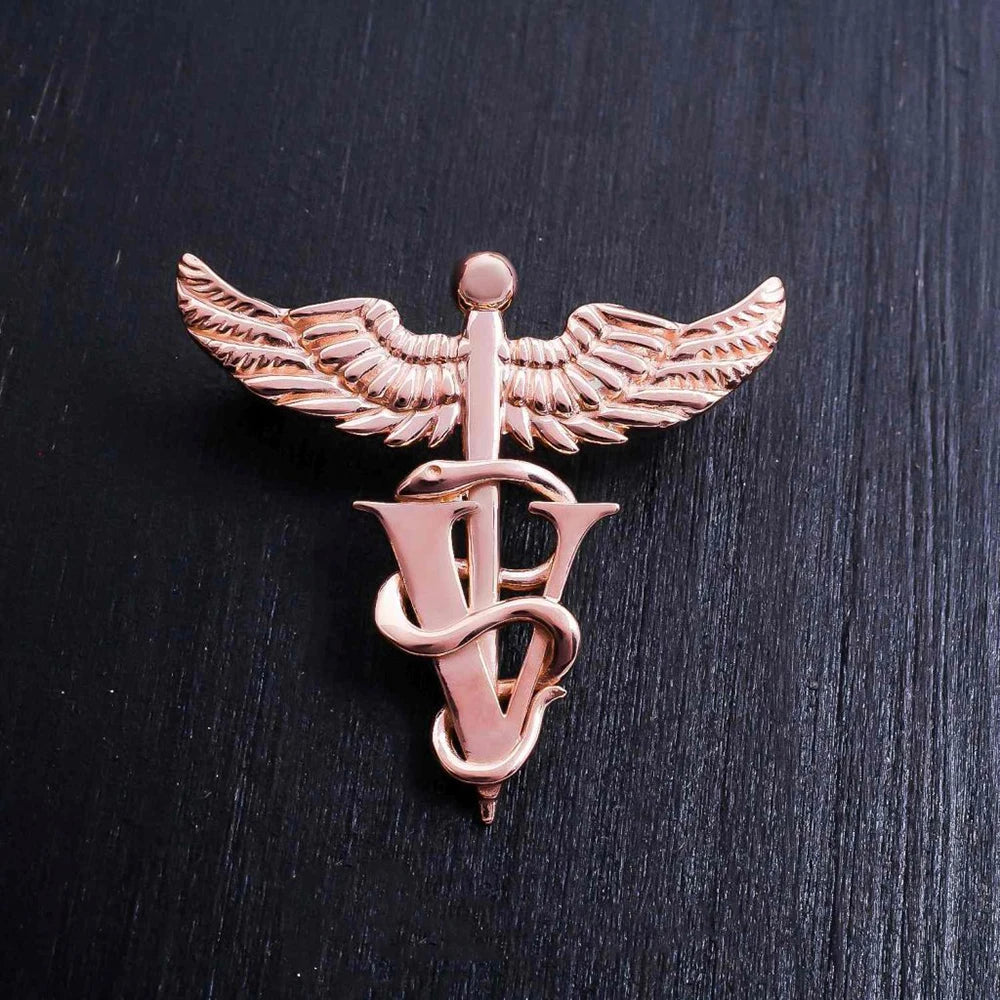 Caduceus Veterinary Brooch