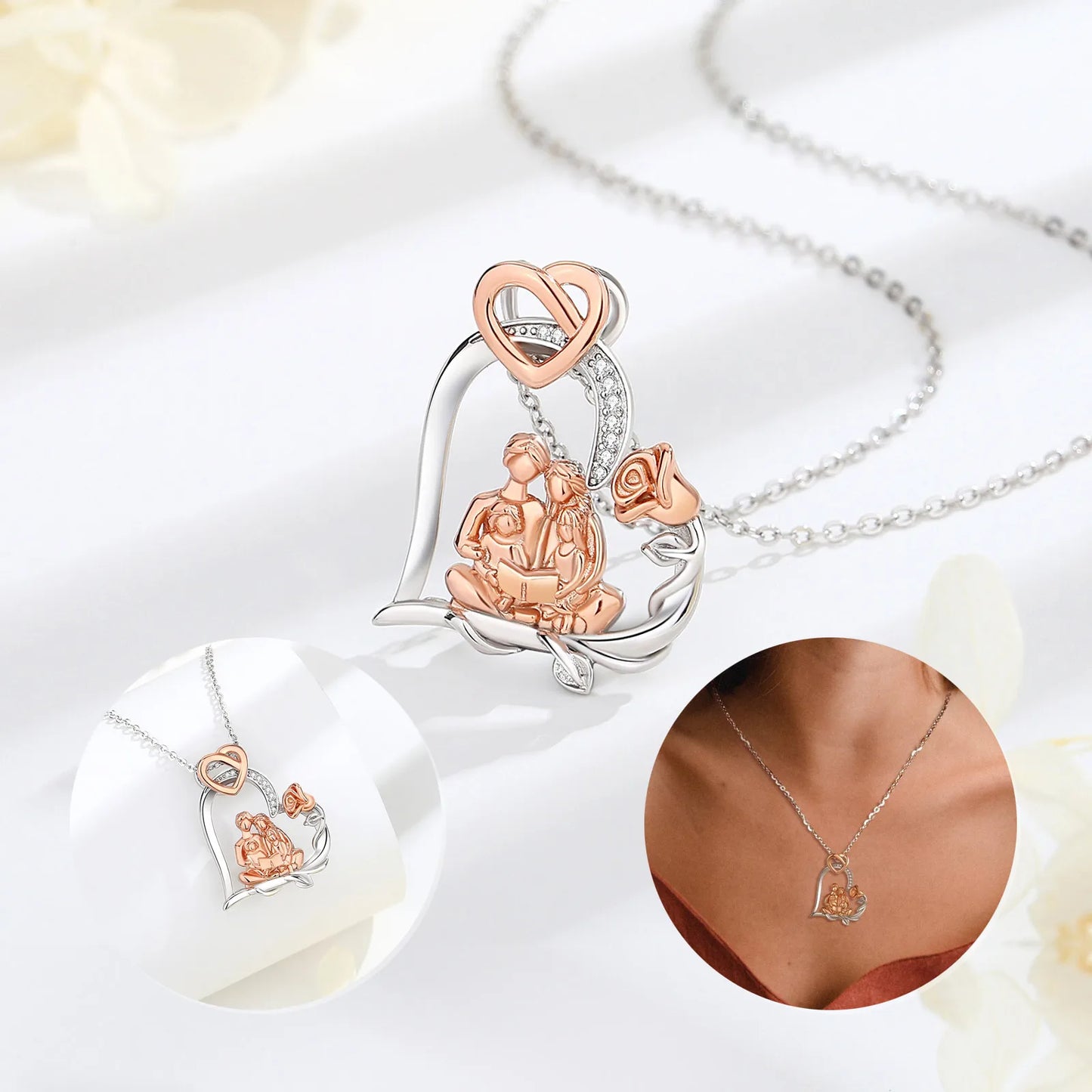 SILVER HAPPY FAMILY Necklace