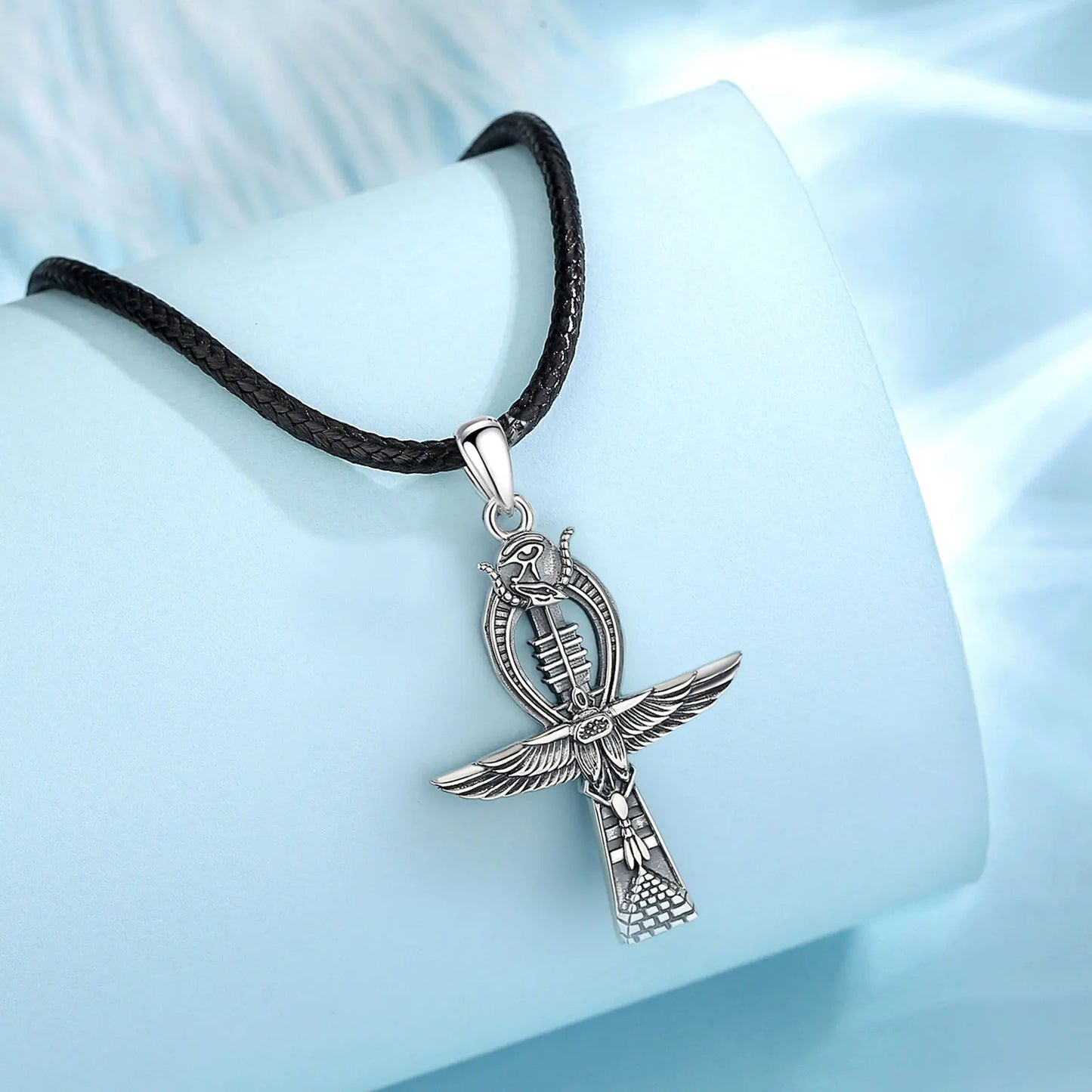 Silver Ankh Cross Egyptian Necklace