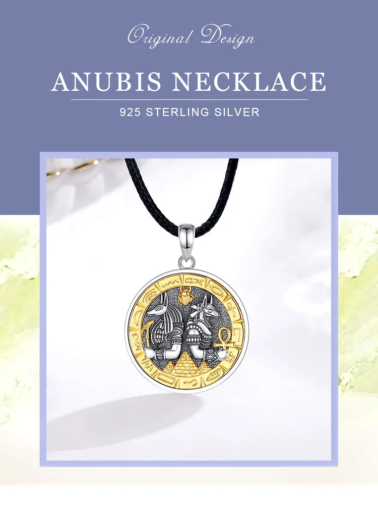 Silver Anubis and Horus Necklace