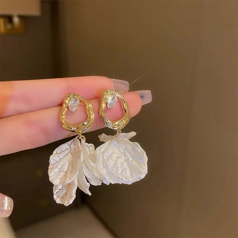 White Heart Earrings