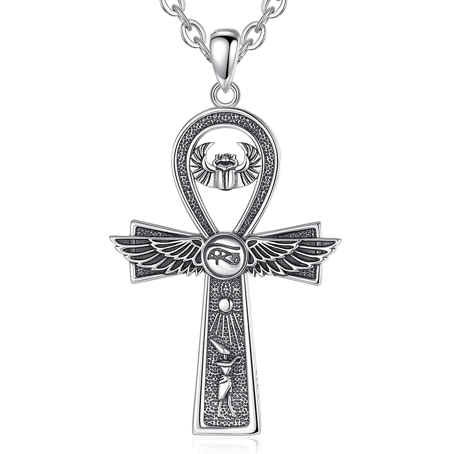 Silver Ankh Cross Necklace