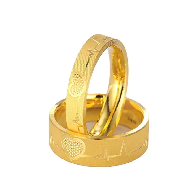Gold Heart Couple Ring