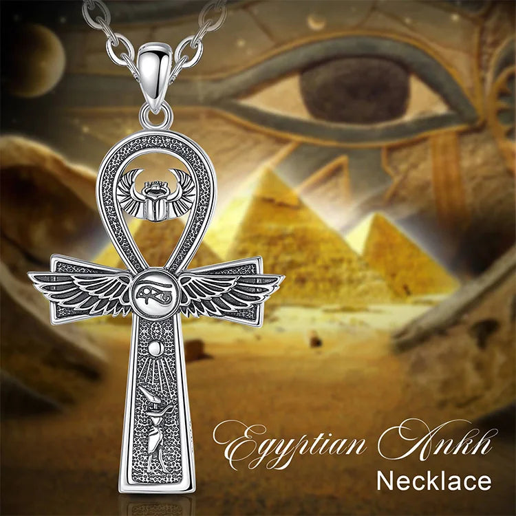 Silver Ankh Cross Necklace