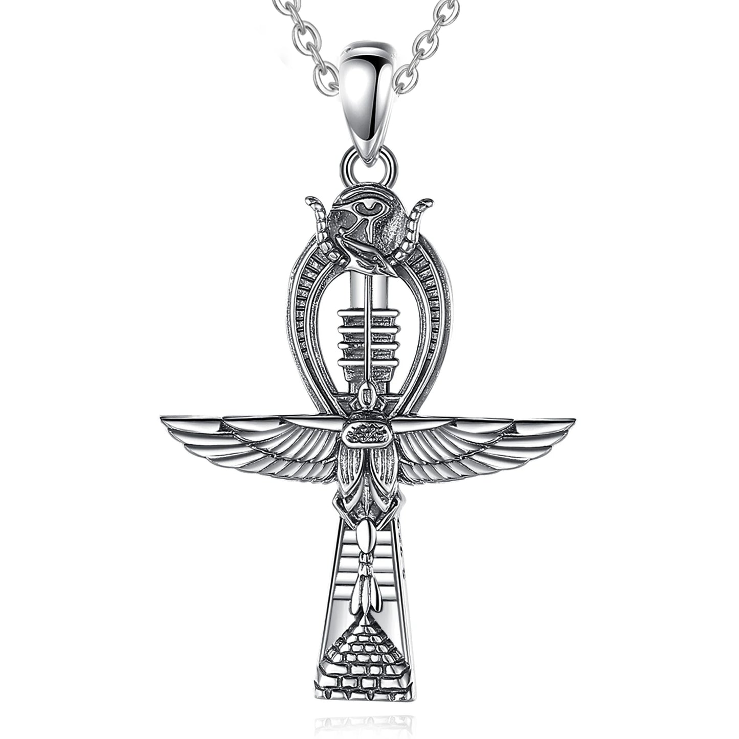 Silver Ankh Cross Egyptian Necklace