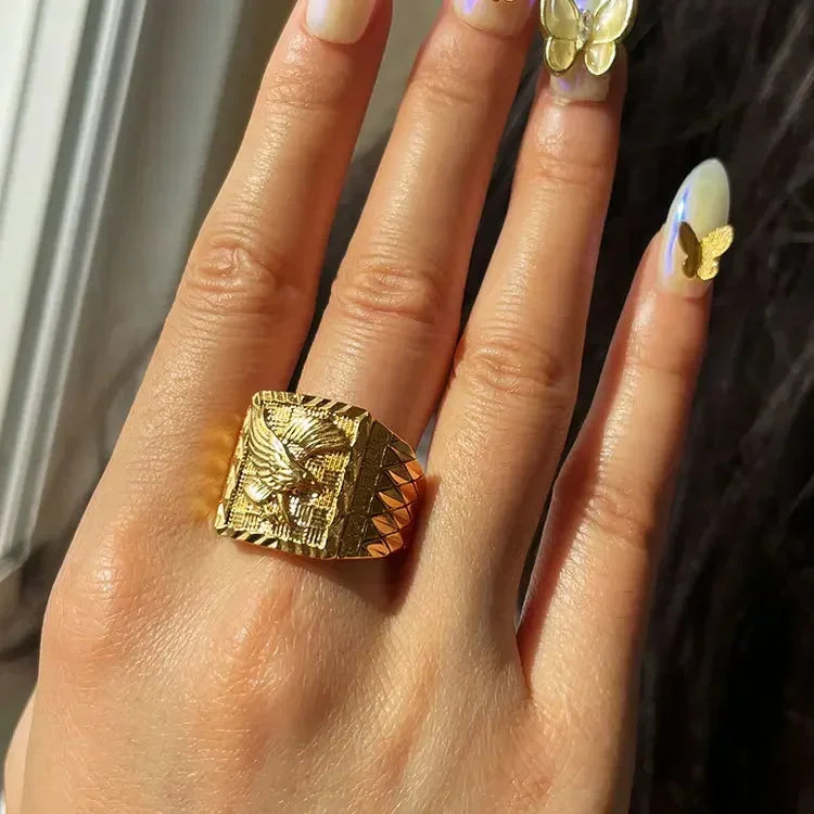 18K Gold Eagle Ring