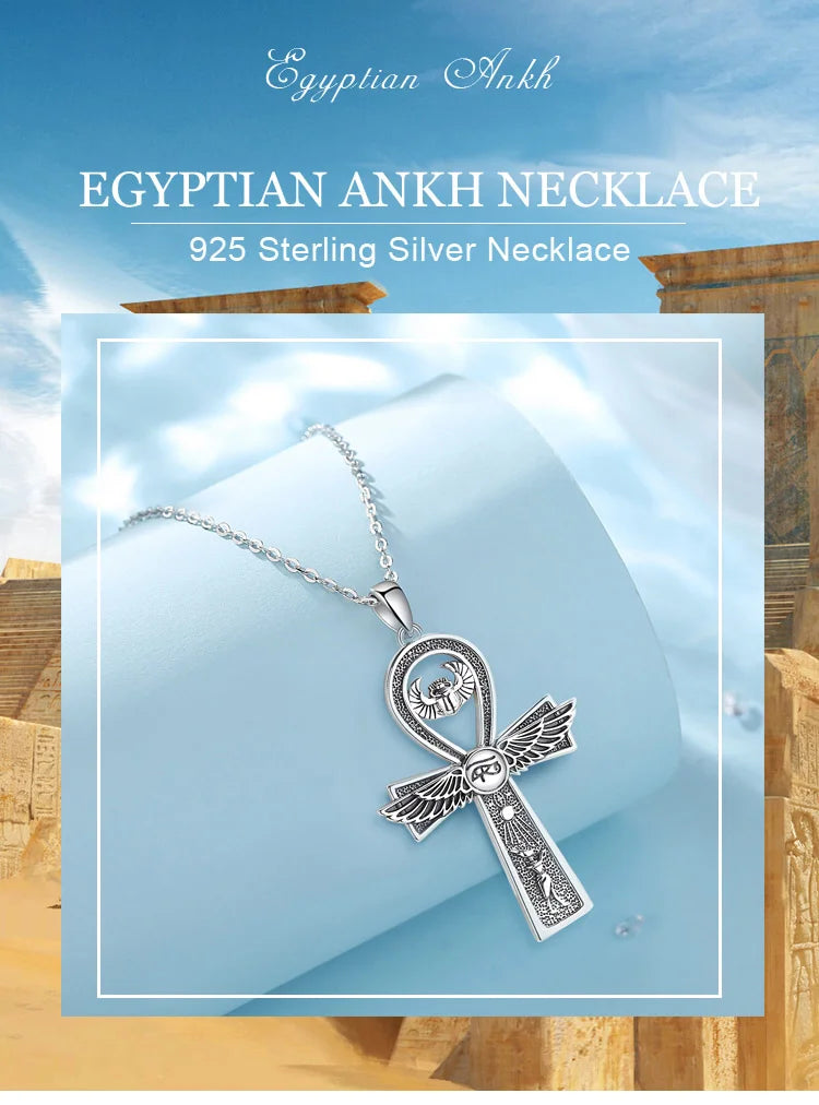 Silver Ankh Cross Necklace