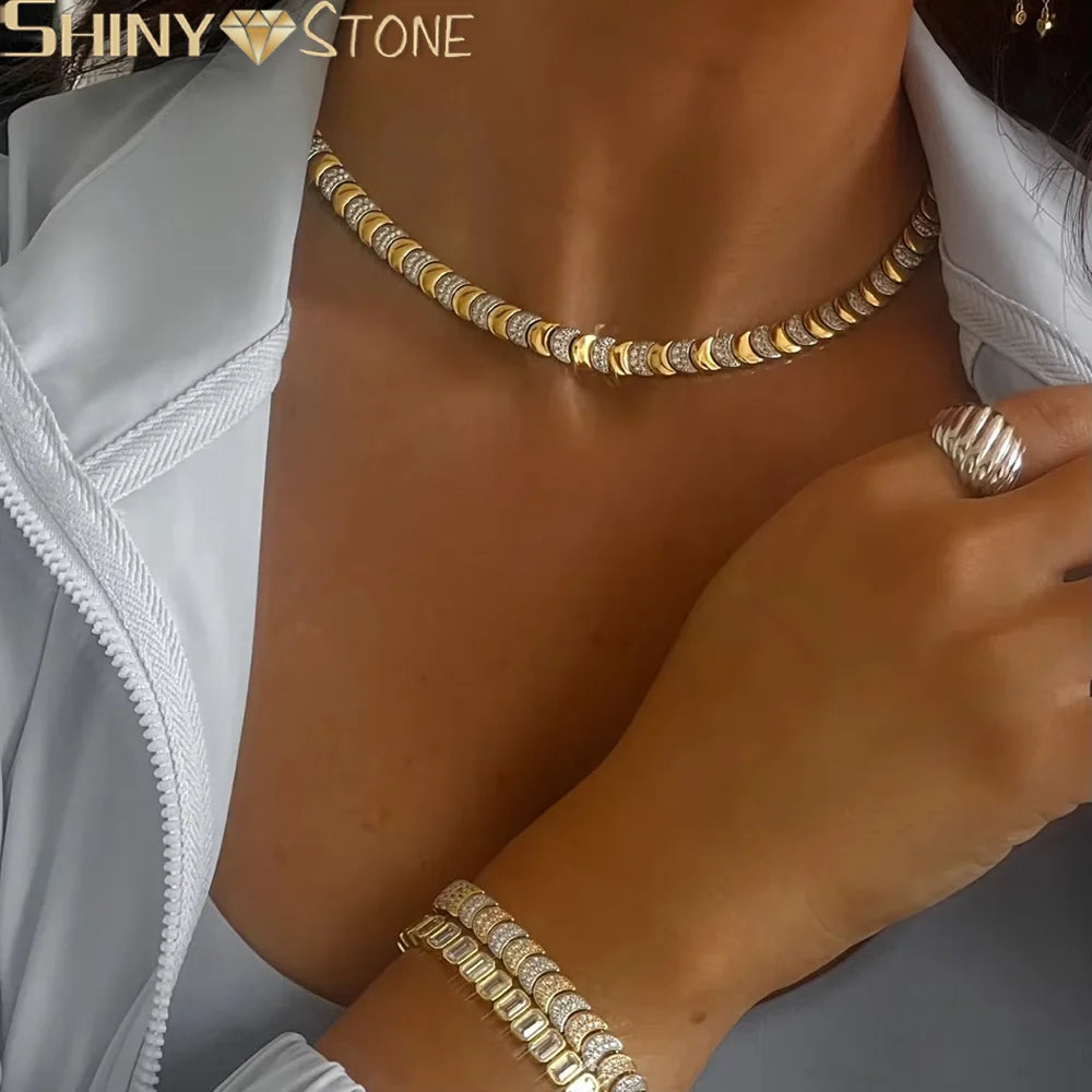 Gold Plated Bracelet Necklace Set