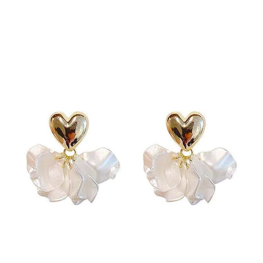 White Heart Earrings