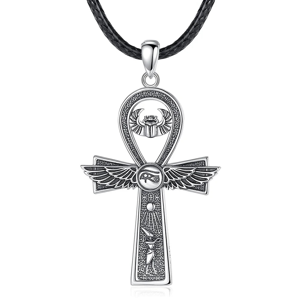 Silver Ankh Cross Necklace