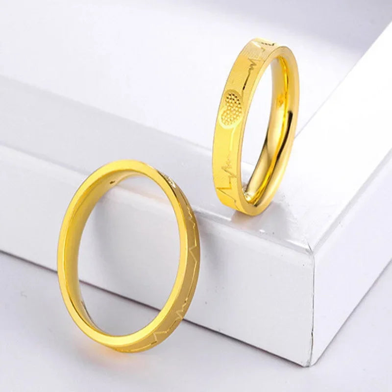 Gold Heart Couple Ring