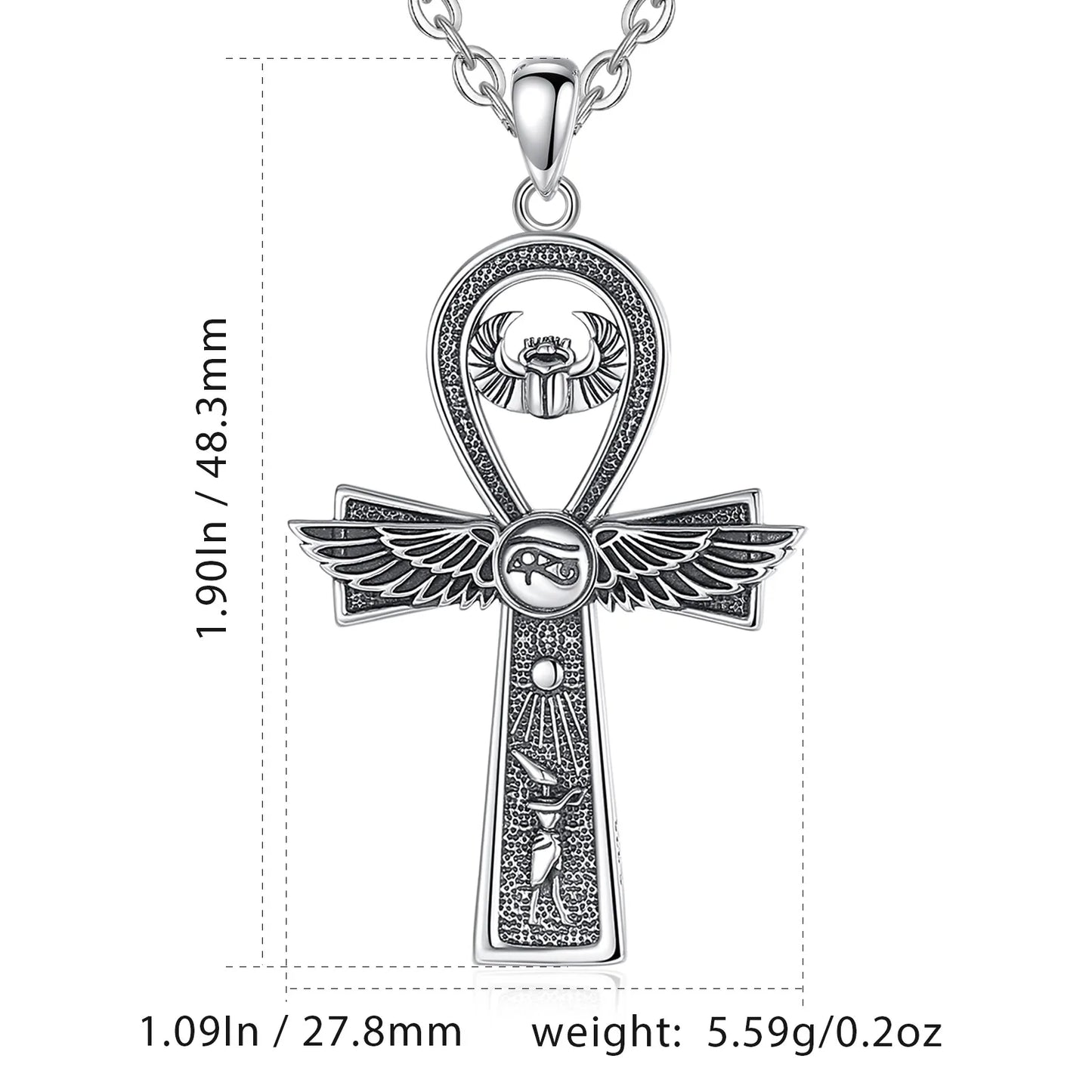 Silver Ankh Cross Necklace