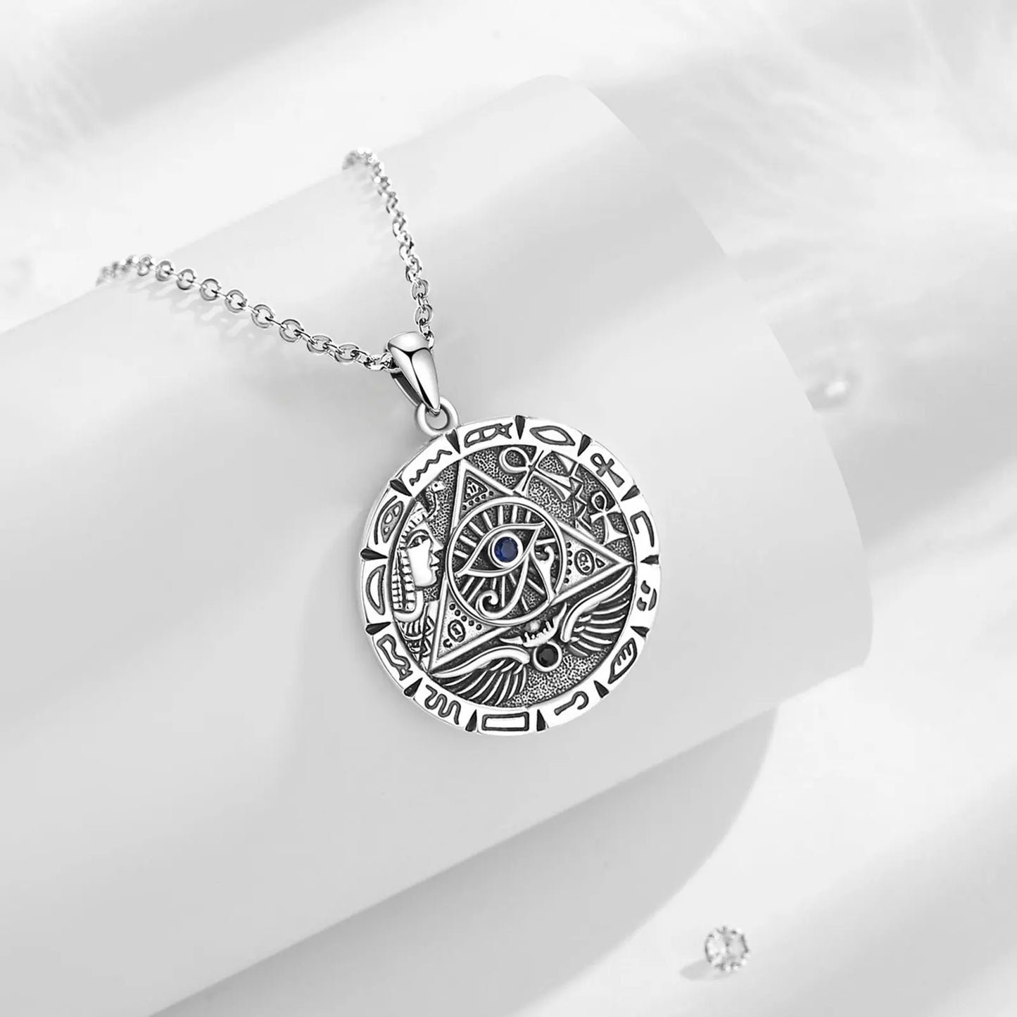 Silver Pyramid All Seeing Eye Necklace