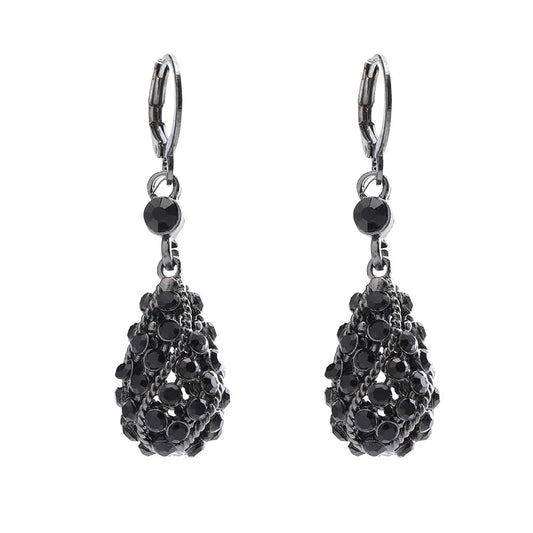 Black Crystal Drop Earrings