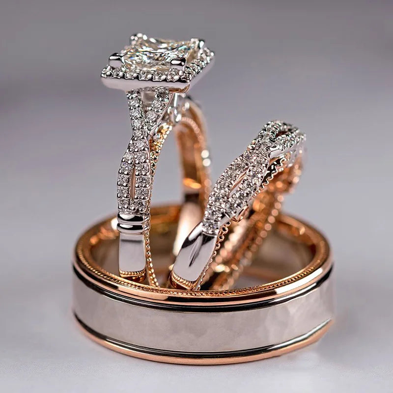 18K Rose Gold Princess Diamond Ring
