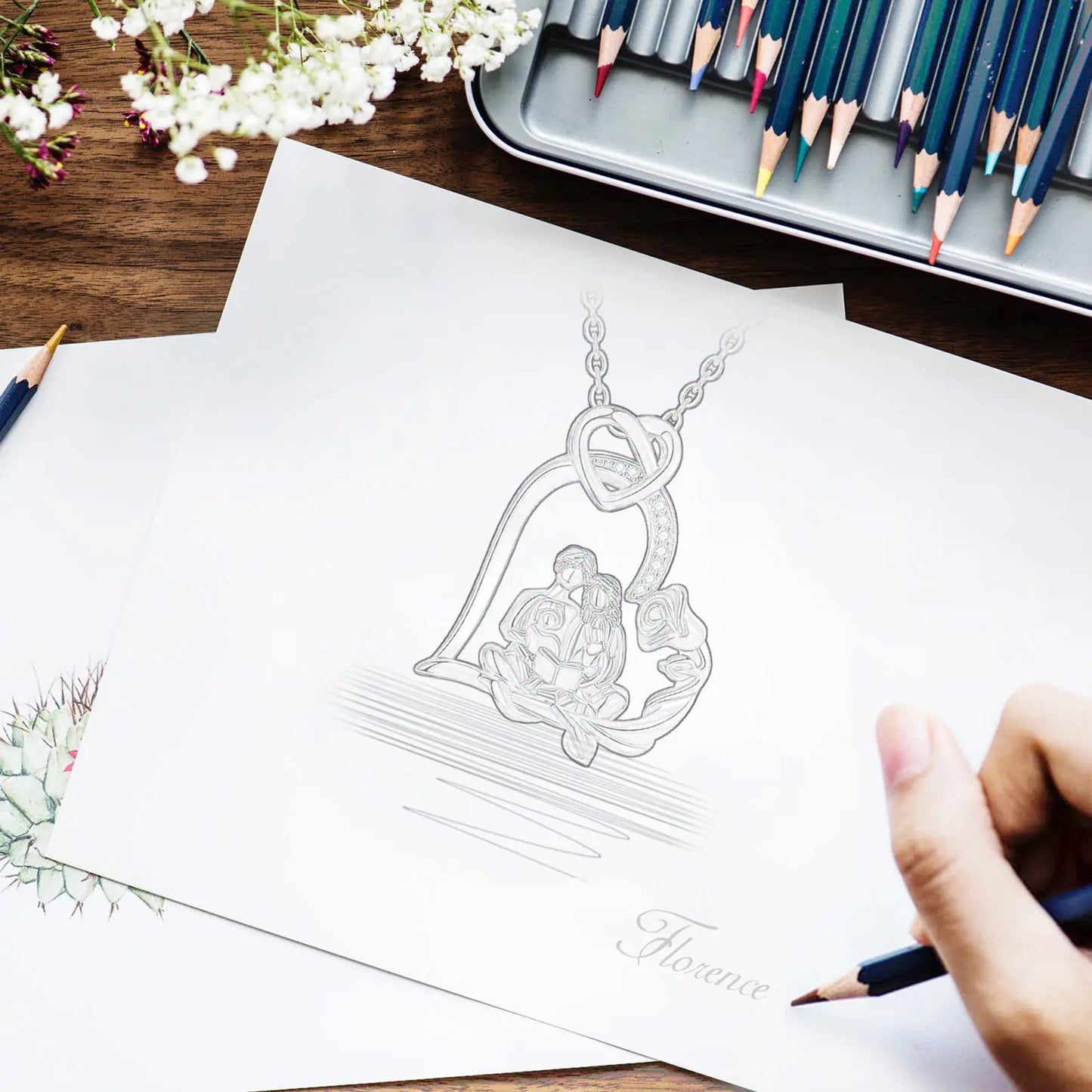 SILVER HAPPY FAMILY Necklace