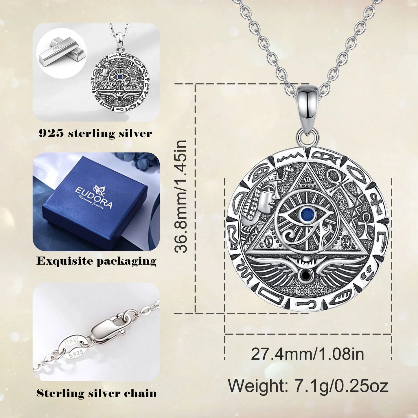 Silver Pyramid All Seeing Eye Necklace