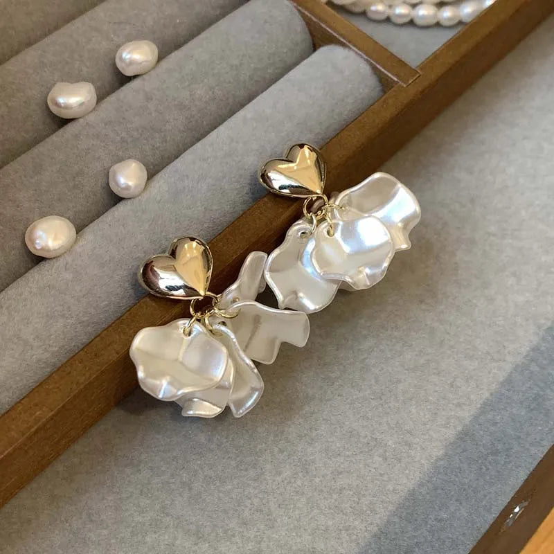 White Heart Earrings