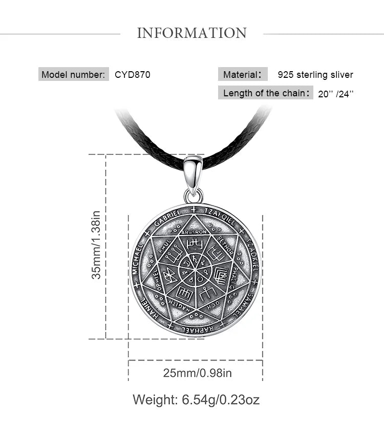 Silver Seal of Seven Archangels Necklace
