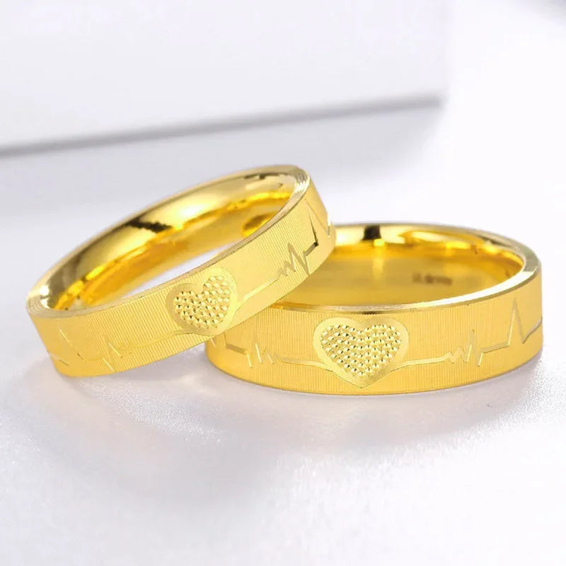 Gold Heart Couple Ring
