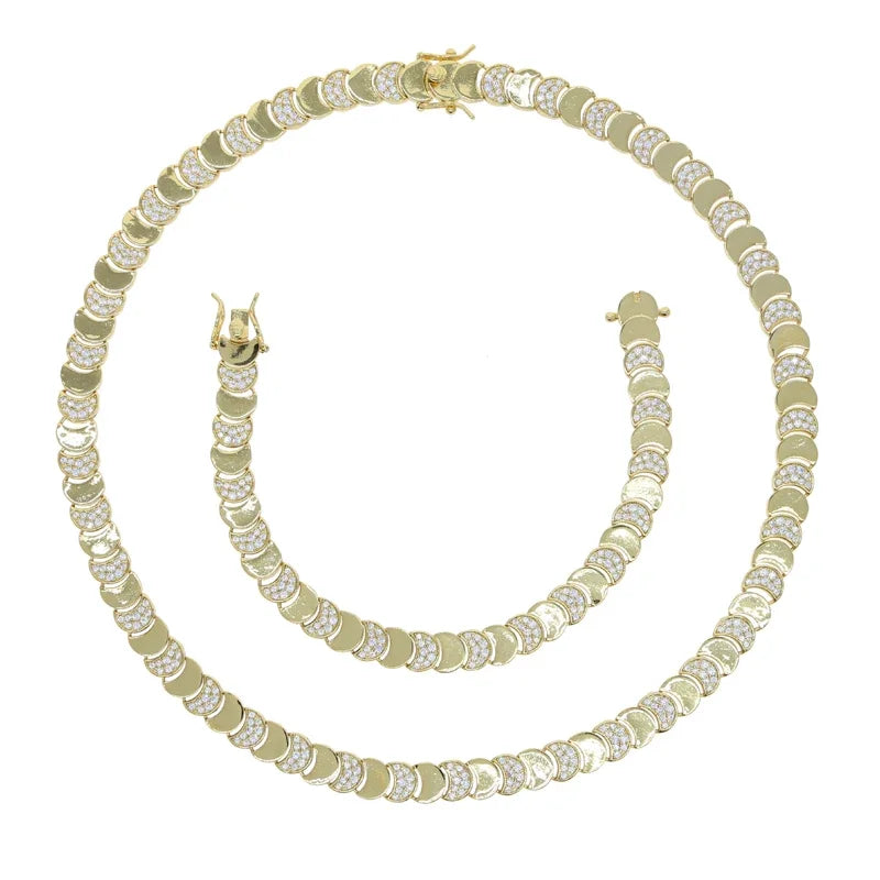 Gold Plated Bracelet Necklace Set