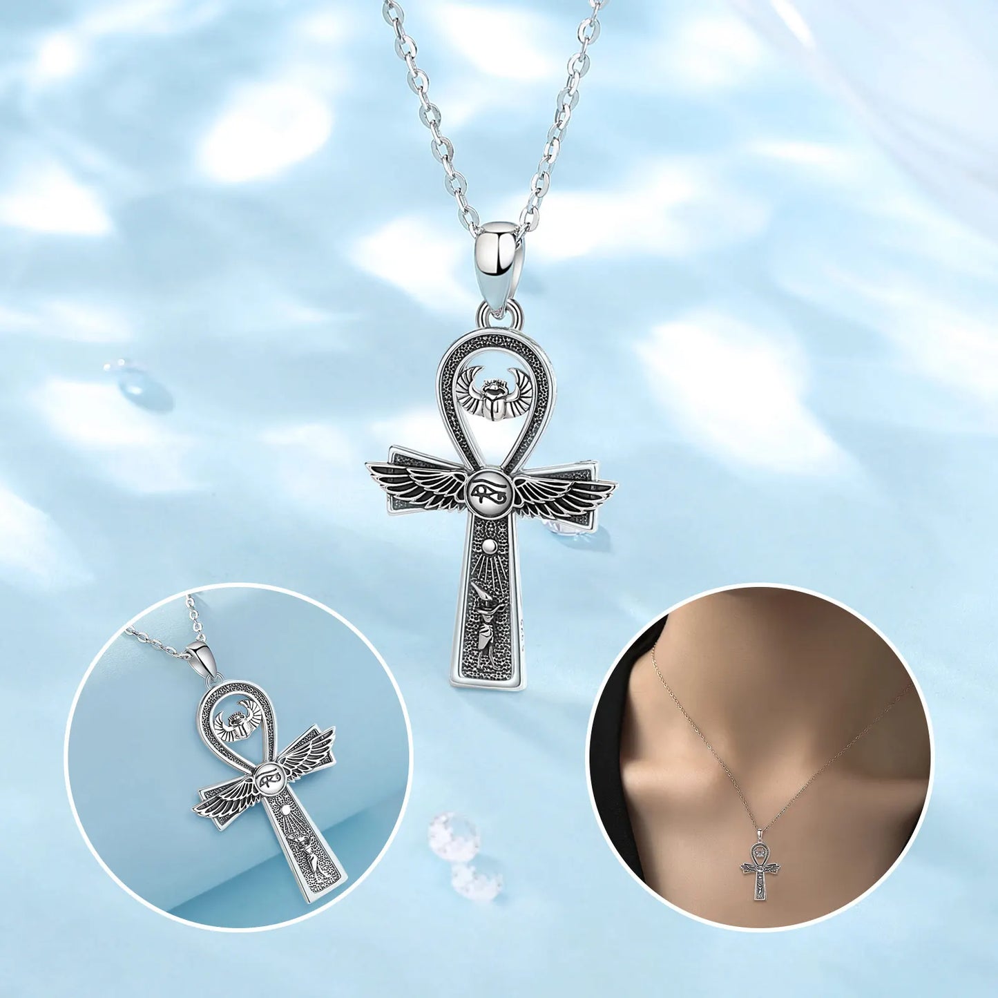 Silver Ankh Cross Necklace