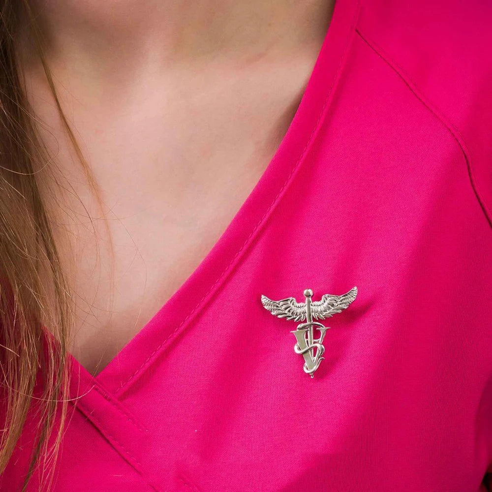 Caduceus Veterinary Brooch