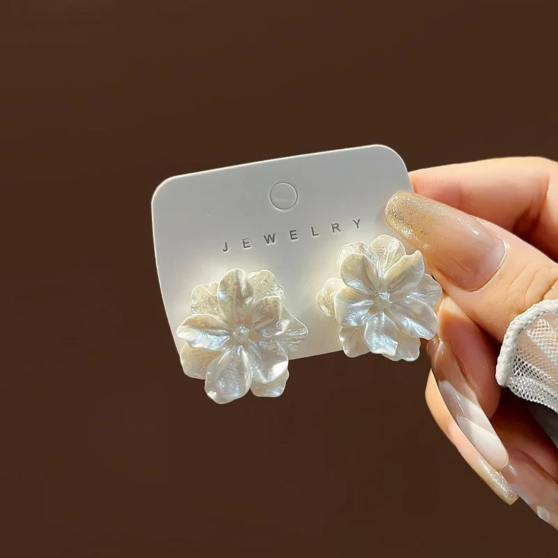 White Heart Earrings