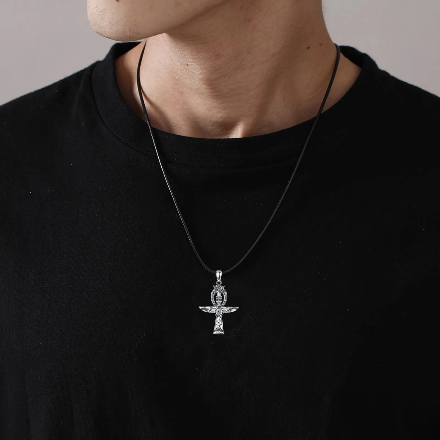 Silver Ankh Cross Egyptian Necklace