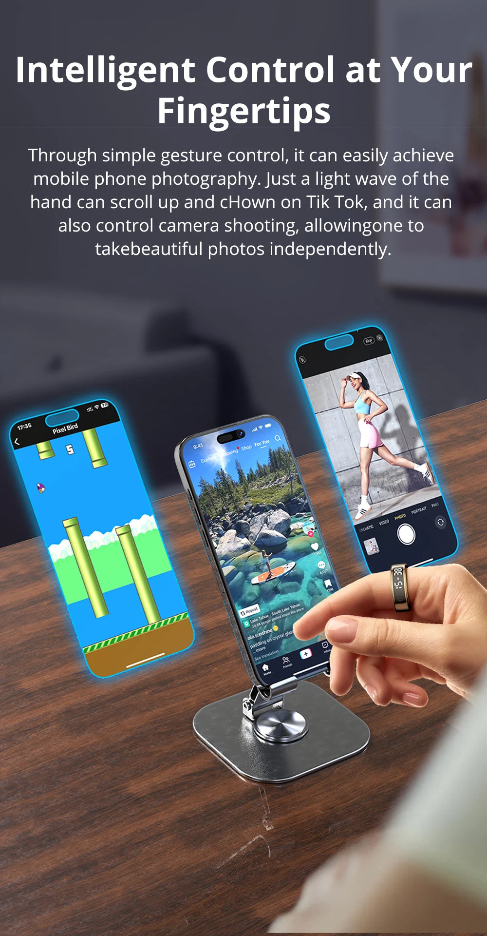 Smart Ring with Display Touch Screen